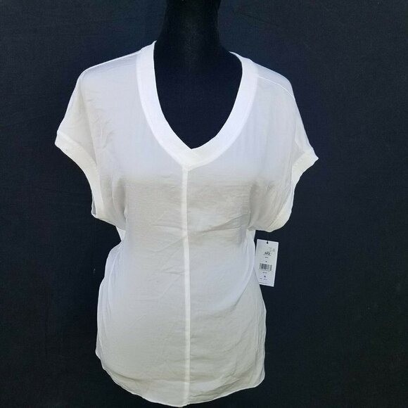 Women's Calvin Klein V-Neck Center Seam Shirt. Large. White. - Picture 1 of 7